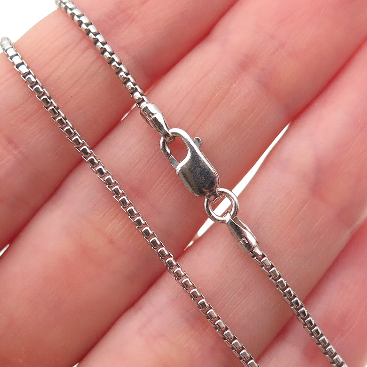 925 Sterling Silver Italy Round Box Chain Necklace 18"