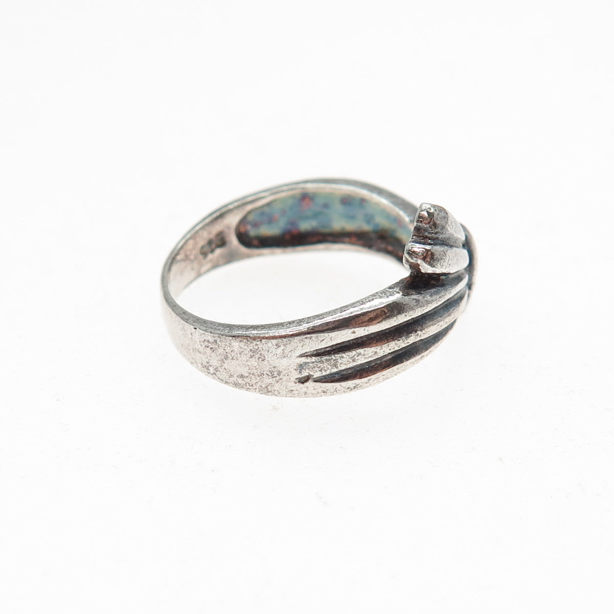 925 Sterling Silver Vintage Modernist Knot Oxidized Ring Size 6.75