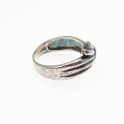 925 Sterling Silver Vintage Modernist Knot Oxidized Ring Size 6.75