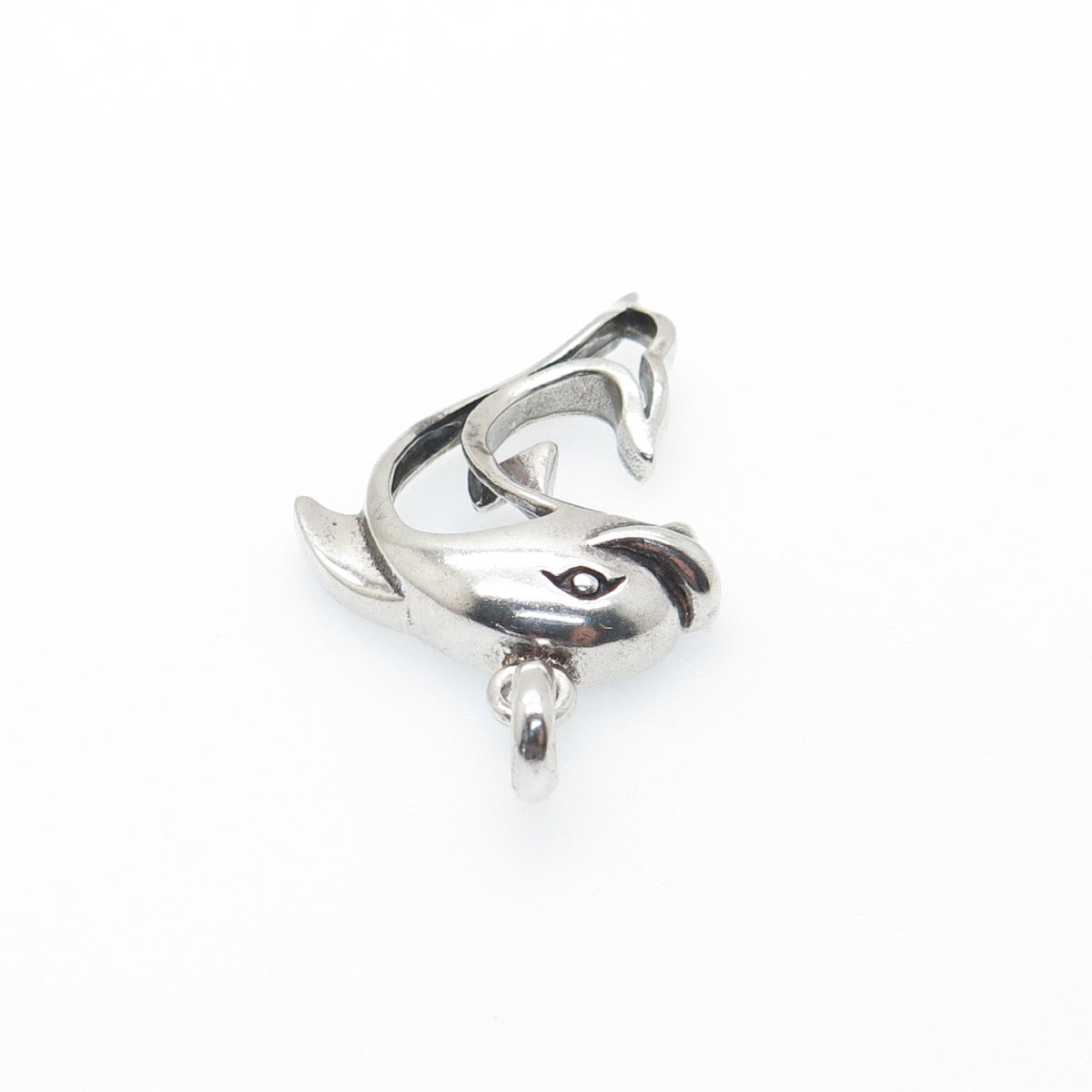 925 Sterling Silver Vintage Dolphin Oxidized Charm Pendant