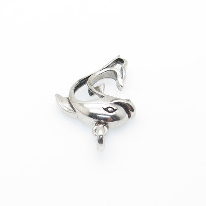 925 Sterling Silver Vintage Dolphin Oxidized Charm Pendant