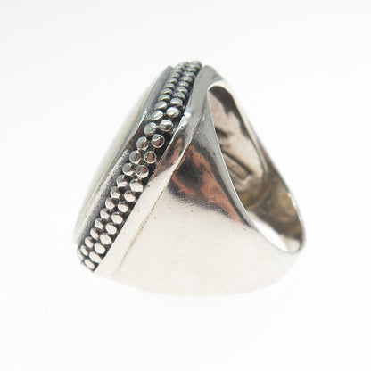 KEN CRAFTS 925 Sterling Silver Vintage Real MOP Granulated Ring Size 7
