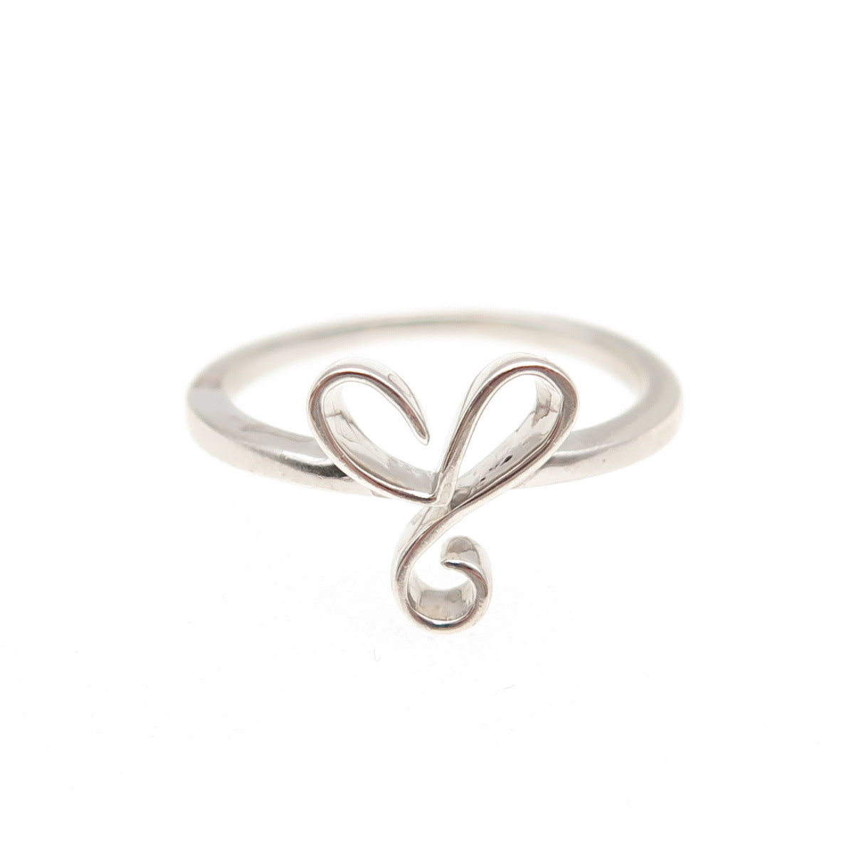 925 Sterling Silver Vintage Modernist Heart Ring Size 6.5
