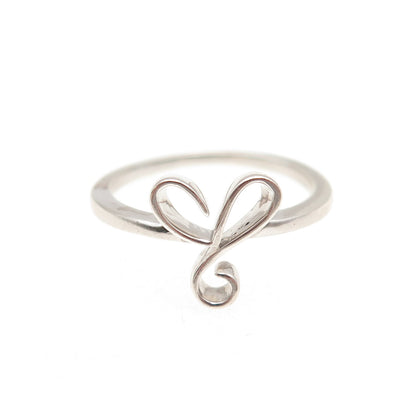 925 Sterling Silver Vintage Modernist Heart Ring Size 6.5
