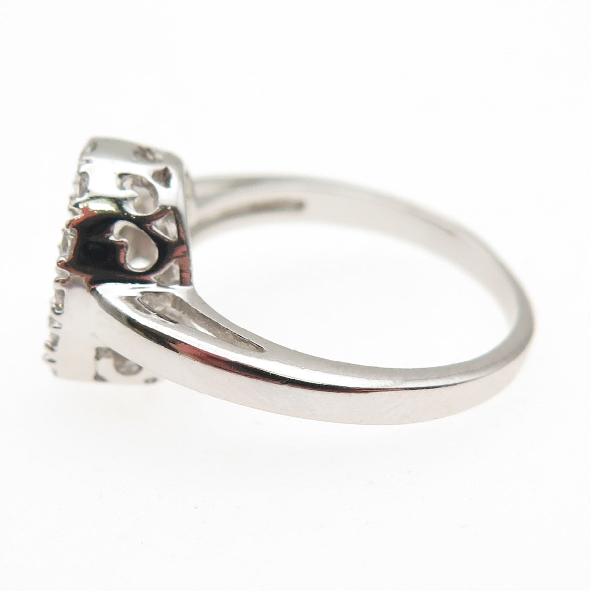 925 Sterling Silver Round-Cut C Z Horseshoe Good Luck Ring Size 7