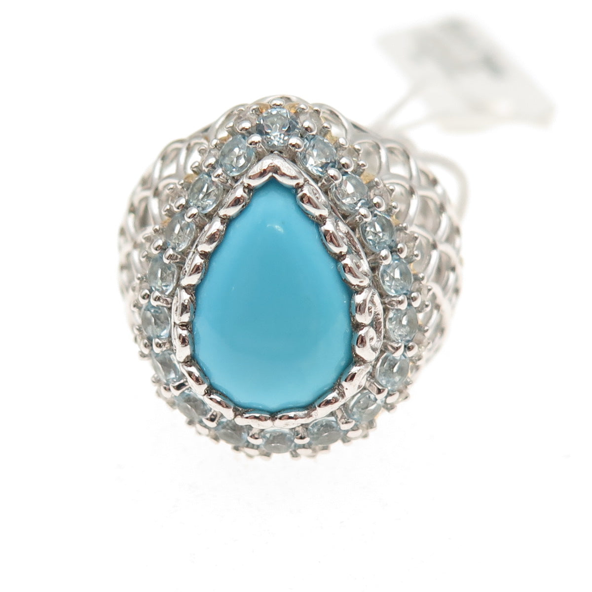 Michael Valitutti Gems En Vogue 925 Sterling Turquoise Blue Topaz Ring Size 7.75