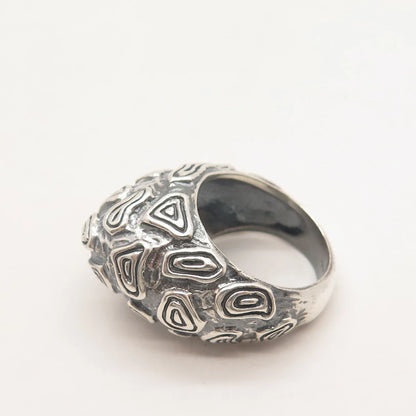 925 Sterling Silver Vintage Domed Nugget Ring Size 6.5