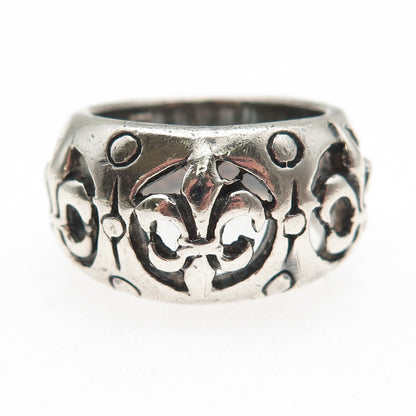 925 Sterling Silver Vintage Fleur de Lis Oxidized Ring Size 7.5