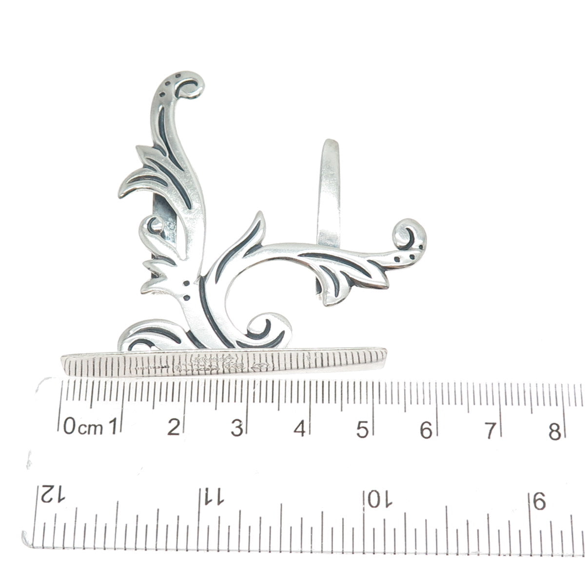 MARICELA 925 Sterling Silver Vintage Mexico Modernist Floral Place Card Holder