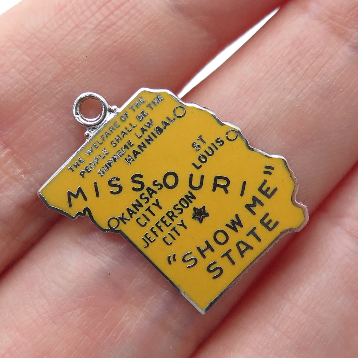 GRIFFITH & SONS 925 Sterling Silver Vintage Enamel Missouri Minimalist Pendant