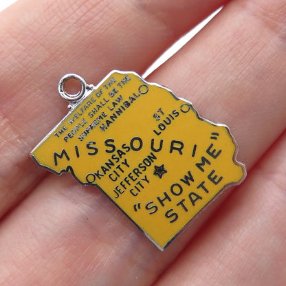 GRIFFITH & SONS 925 Sterling Silver Vintage Enamel Missouri Minimalist Pendant