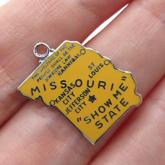 GRIFFITH & SONS 925 Sterling Silver Vintage Enamel Missouri Minimalist Pendant