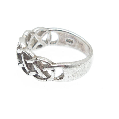 925 Sterling Silver Vintage Celtic Knot Oxidized Ring Size 8.75