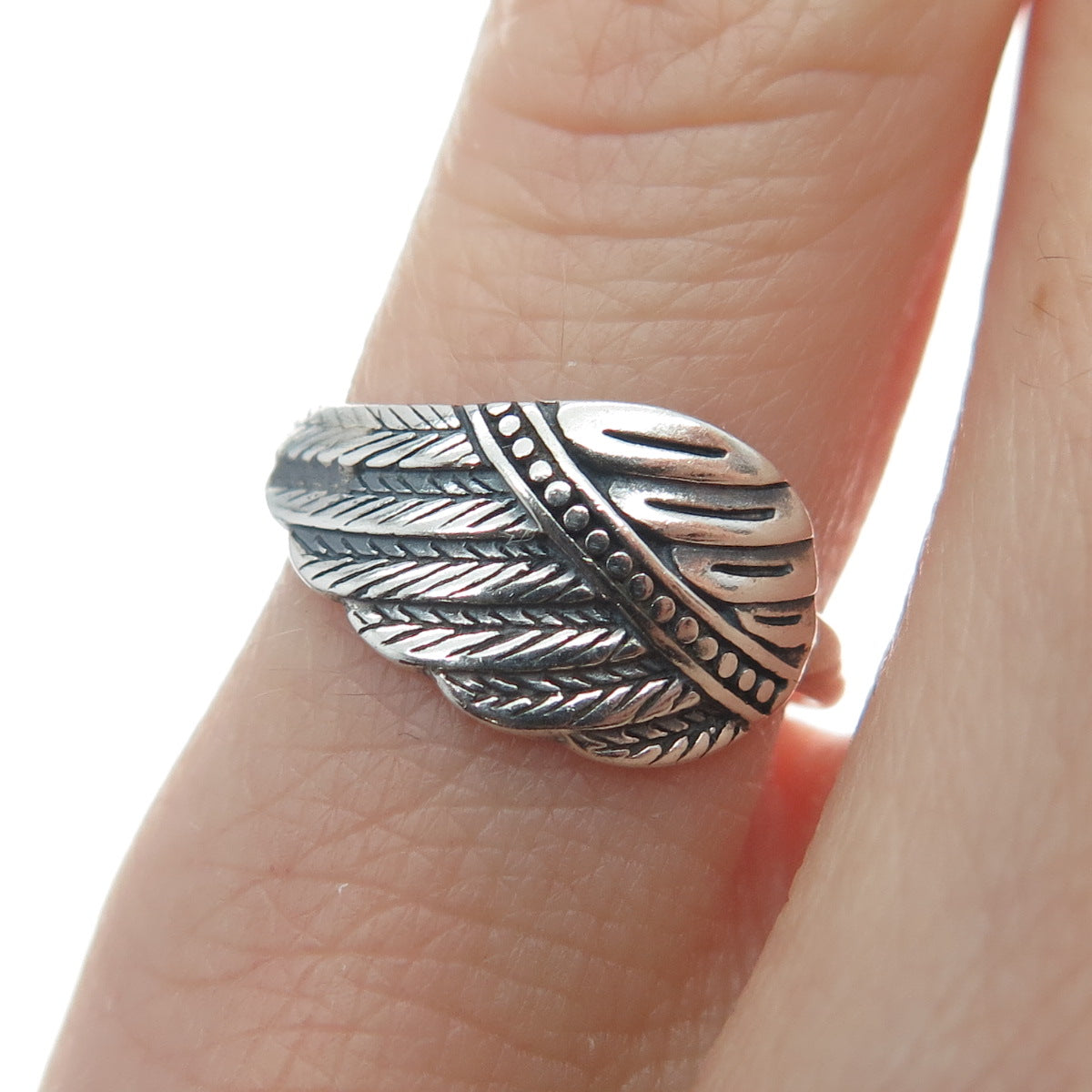 925 Sterling Silver Vintage Angel Wing Ring Size 4