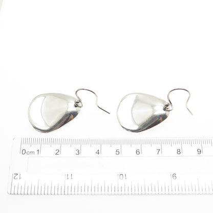 925 Sterling Silver Vintage Teardrop Modernist Dangle Hook Earrings