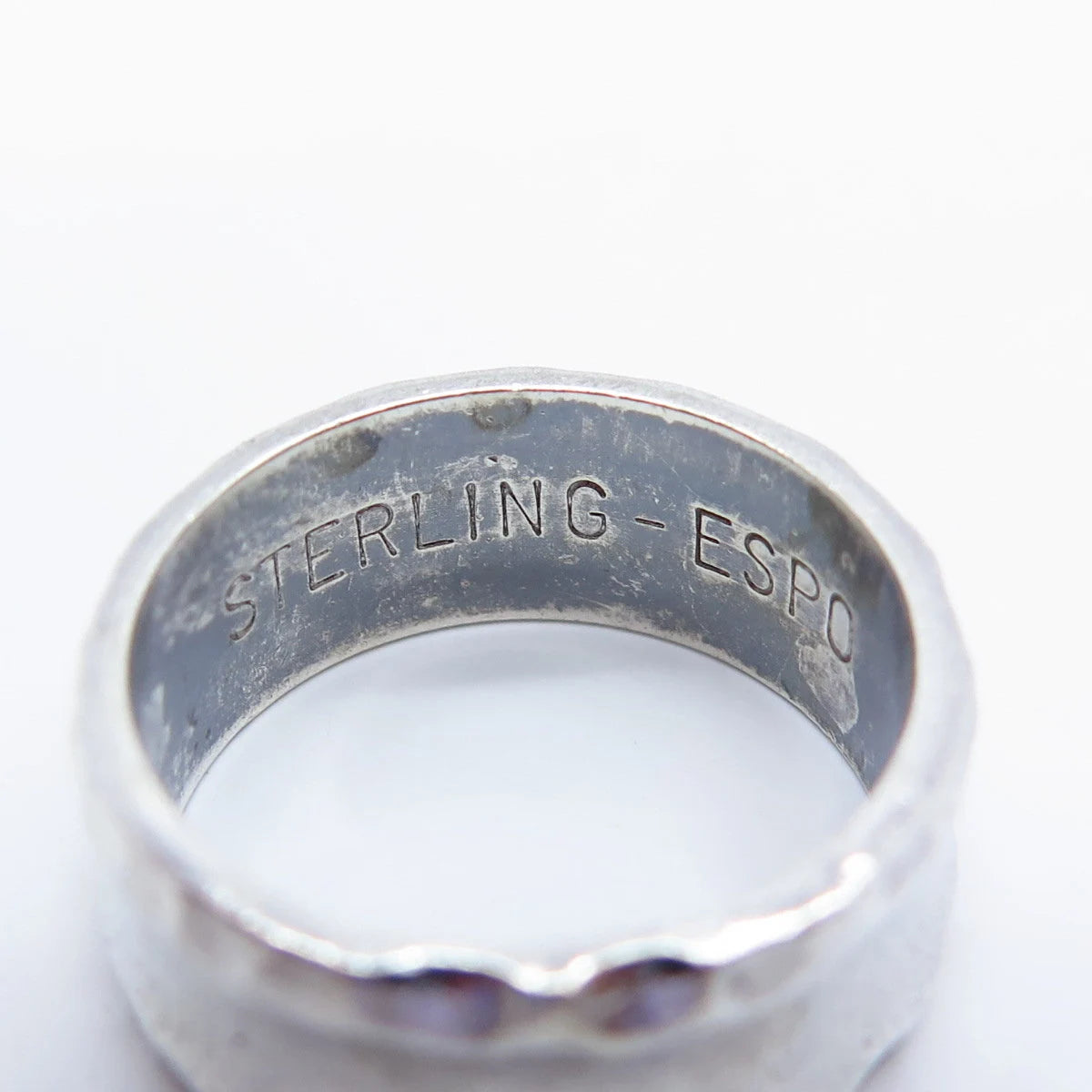 925 Sterling Silver Vintage J. Esposito Hammered Finish Band Ring Size 6.75