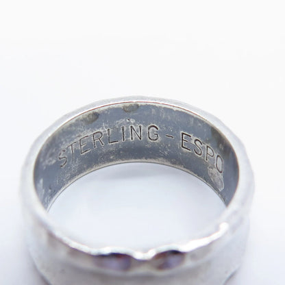 925 Sterling Silver Vintage J. Esposito Hammered Finish Band Ring Size 6.75