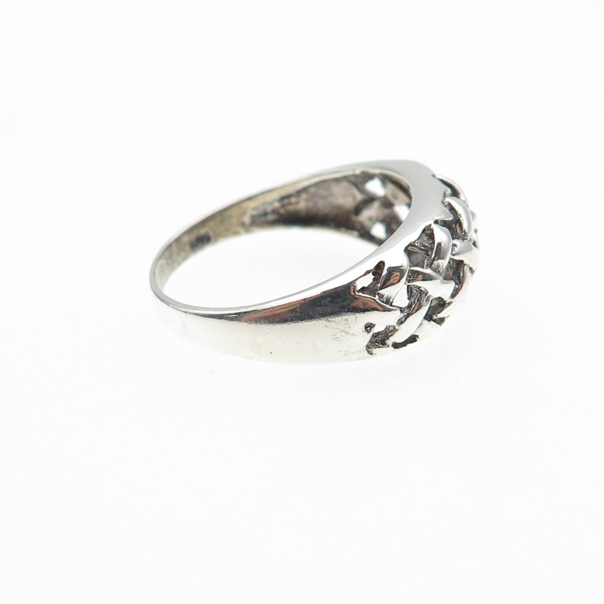 CHAPAL ZENRAY 925 Sterling Silver Vintage Woven Cage Oxidized Ring Size 8