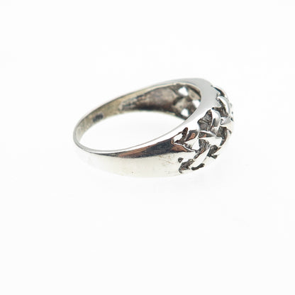 CHAPAL ZENRAY 925 Sterling Silver Vintage Woven Cage Oxidized Ring Size 8