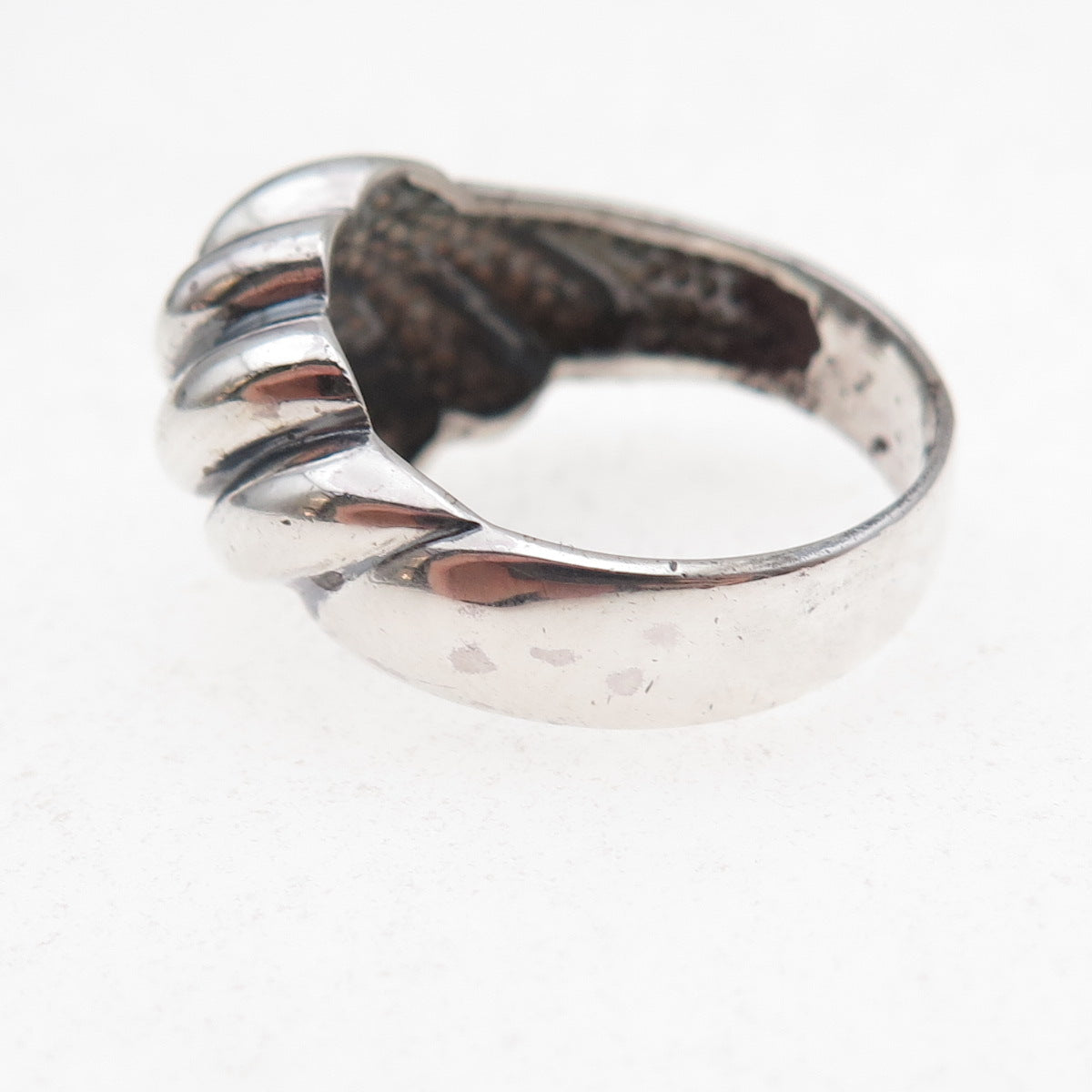 925 Sterling Silver Vintage Modernist Oxidized Ring Size 8.25