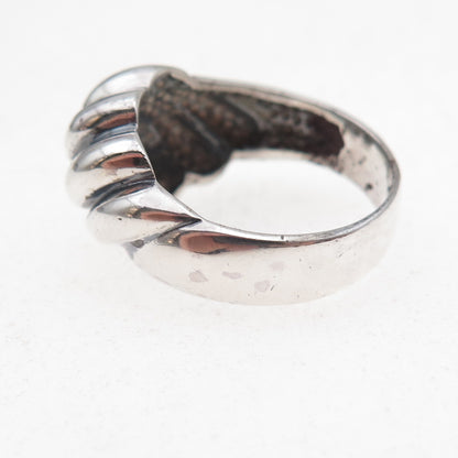 925 Sterling Silver Vintage Modernist Oxidized Ring Size 8.25