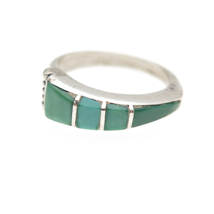 Old Pawn 925 Sterling Silver Vintage Southwestern Turquoise Tribal Ring Size 6.5