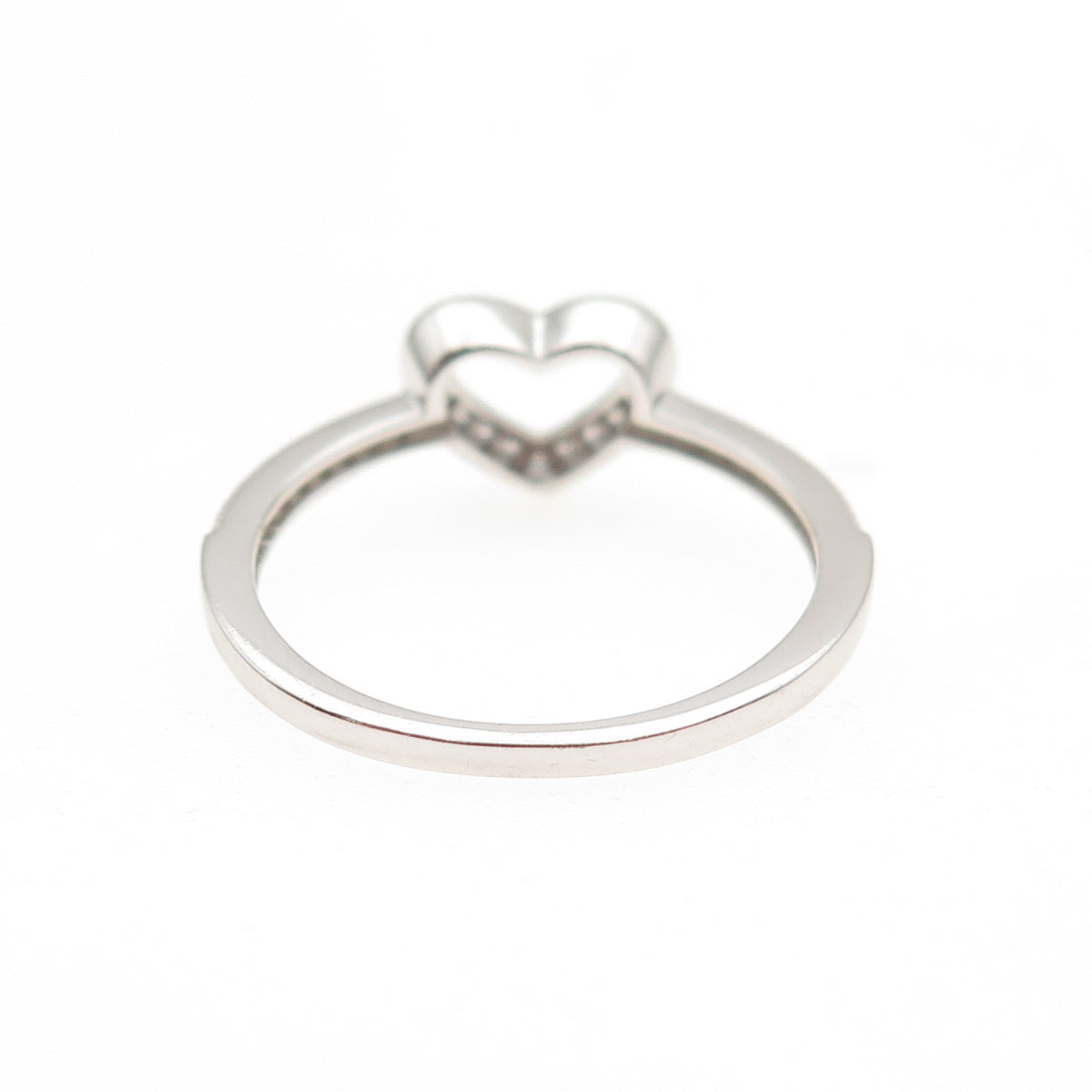 925 Sterling Silver Round-Cut C Z Heart Ring Size 7