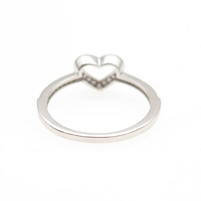 925 Sterling Silver Round-Cut C Z Heart Ring Size 7