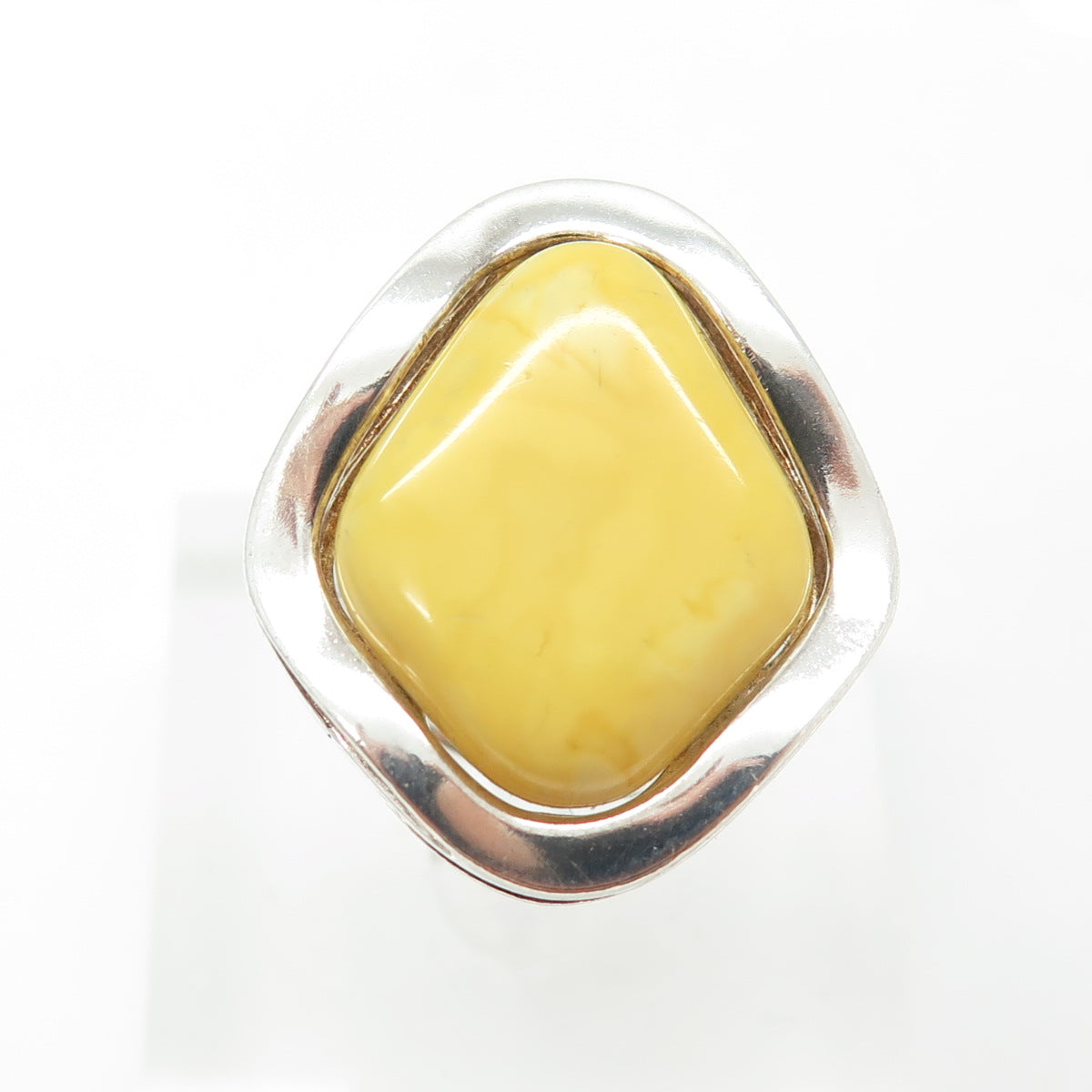 VALERIO V8 925 Sterling Silver Vintage Poland Scottish Amber Ring Size 9.25