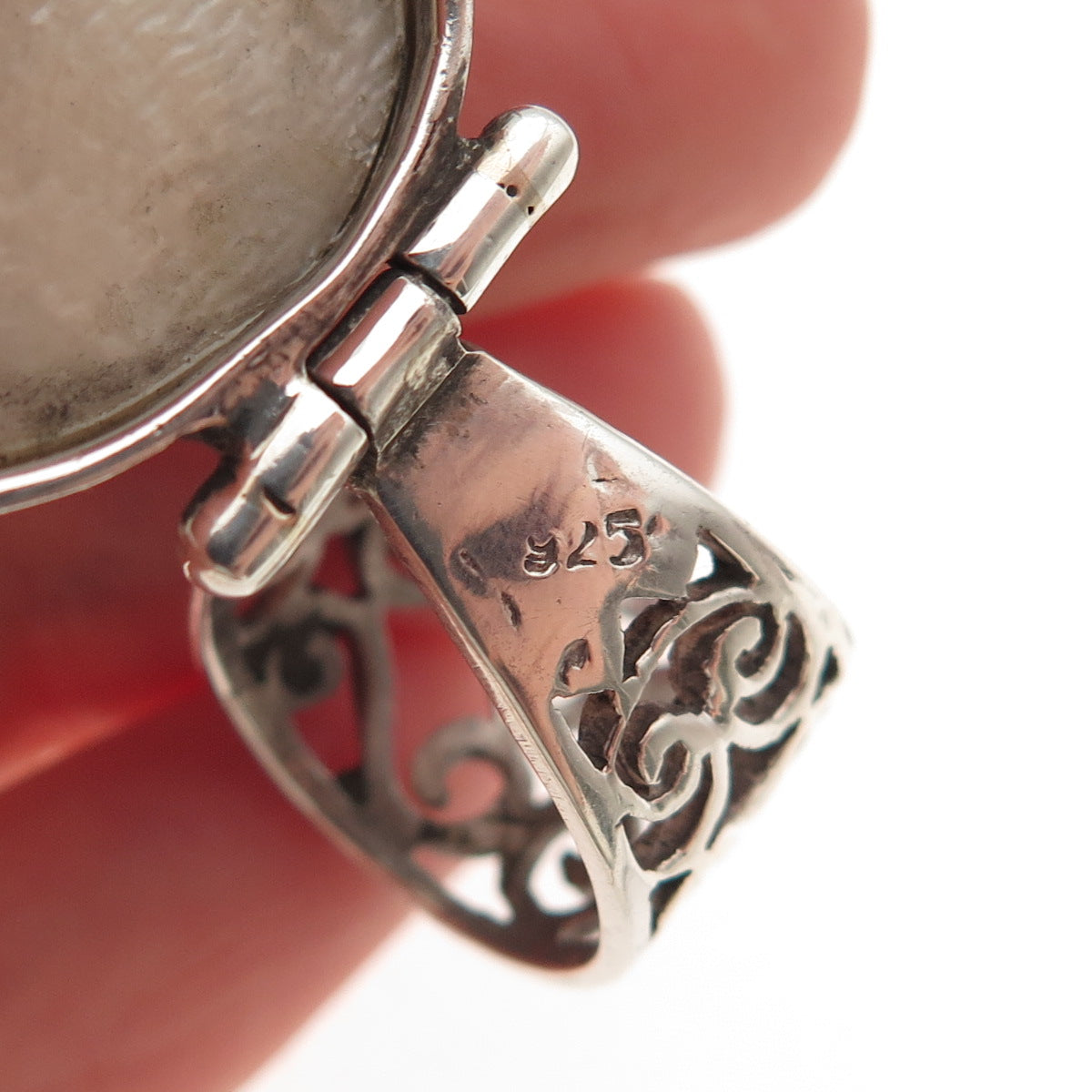 925 Sterling Silver Vintage Real MOP Baroque Pearl Blue Topaz Modernist Pendant