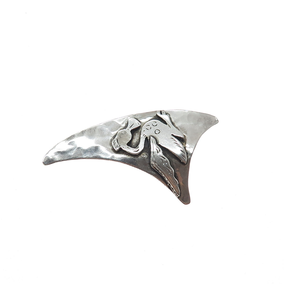 925 Sterling Silver Vintage JVG Peruvian Modernist Duck Oxidized Pin Brooch