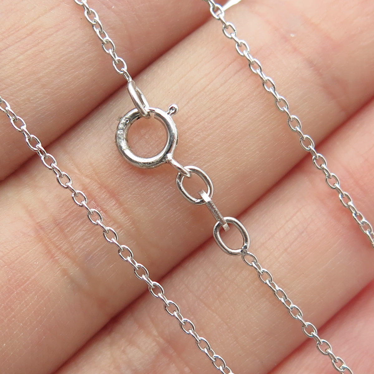 SUN Sterling Silver 2-Tone Real Round-Cut Diamond Interlocked Chain Necklace 18"