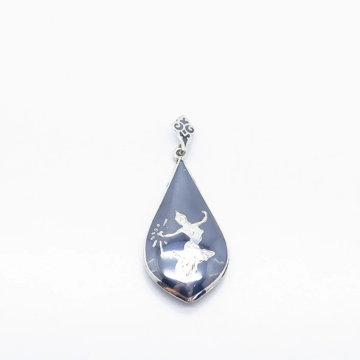 925 Sterling Silver Vintage Niello Hindu Goddess Pendant