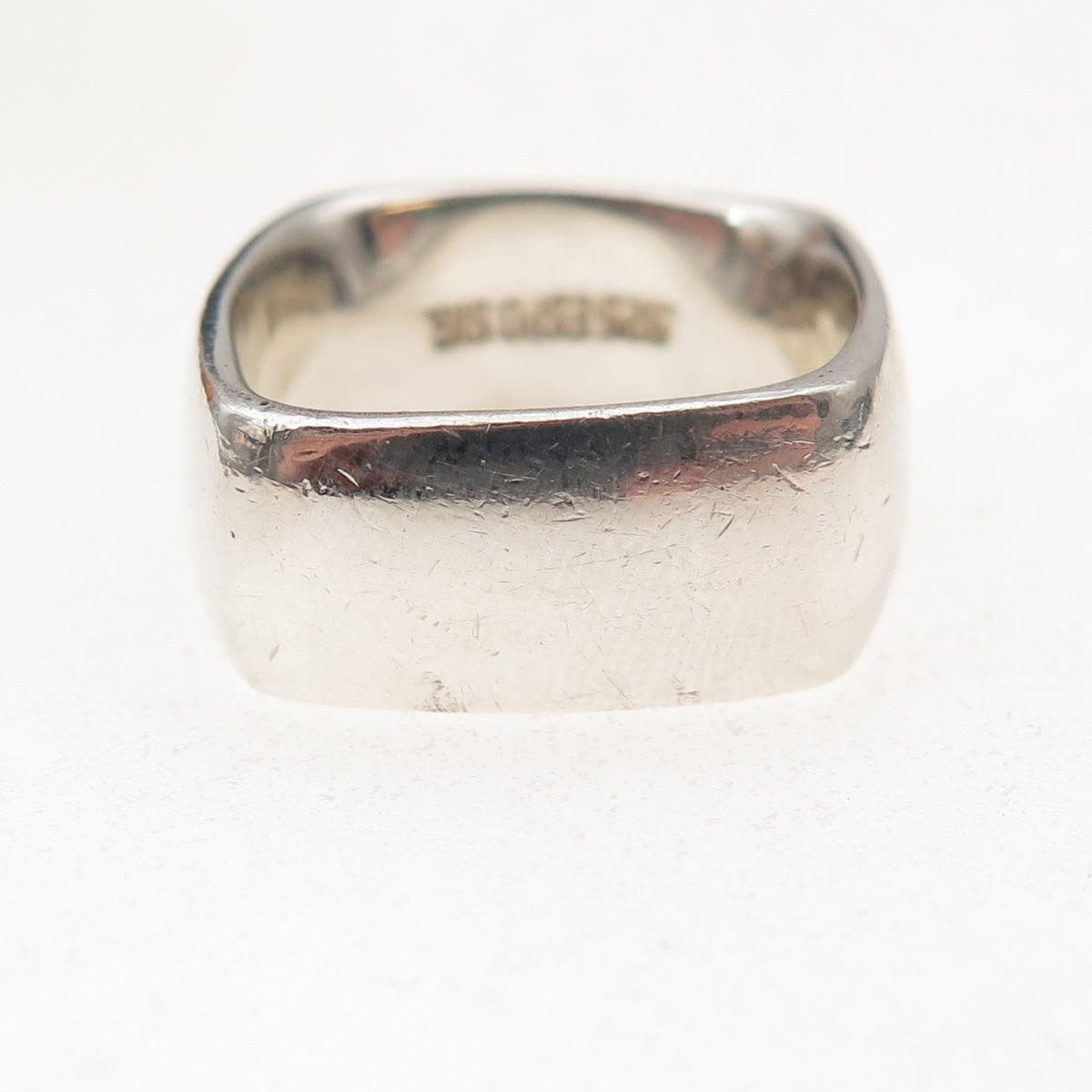 Joseph Esposito 925 Sterling Silver Vintage Oxidized Square Band Ring Size 7.25