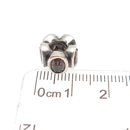 Pandora Moments Sterling Real Smoky Quartz Brown Oval Lights Slide Bead Charm