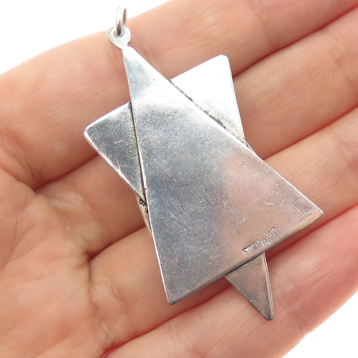 925 Sterling Silver Antique Art Deco Egyptian Pharaoh Star of David Pendant