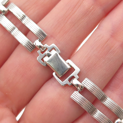 WRE W.E. Richards 925 Sterling Silver Vintage Razor Blade Link Bracelet 7"