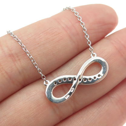 925 Sterling Silver Real Round-Cut Diamond Infinity Cable Chain Necklace 17"