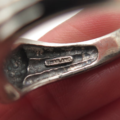 925 Sterling Silver Vintage Modernist Heart Oxidized Ring Size 7