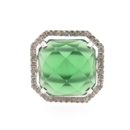 925 Sterling Silver Green & White C Z Ring Size 7.25