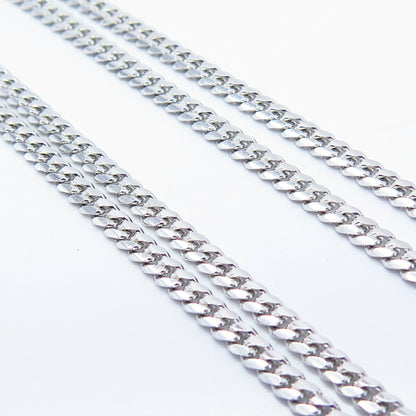 925 Sterling Silver Italy Cuban Chain Necklace 22"
