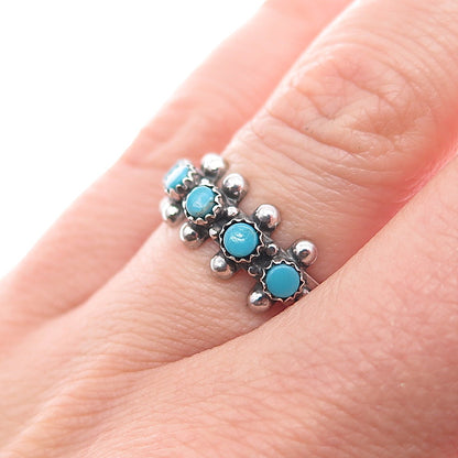 Old Pawn 925 Sterling Silver Vintage Bisbee Turquoise Snake Eye Ring Size 6.25