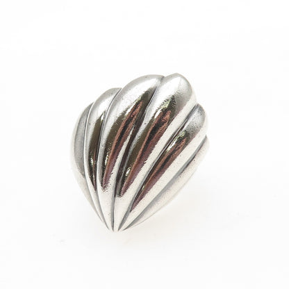 925 Sterling Silver Vintage Mexico Modernist Seashell Oxidized Ring Size 7.5