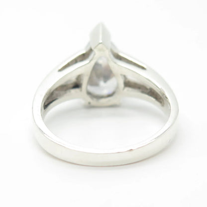 925 Sterling Silver Pear-Cut C Z Ring Size 6.75