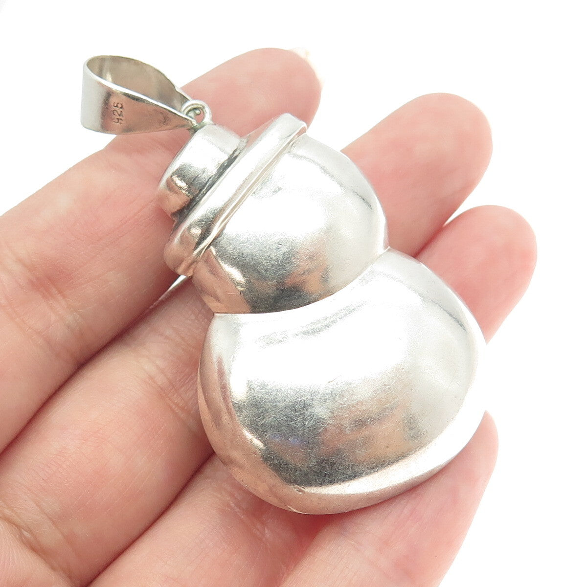 925 Sterling Silver Vintage Snowman Puffy Pendant