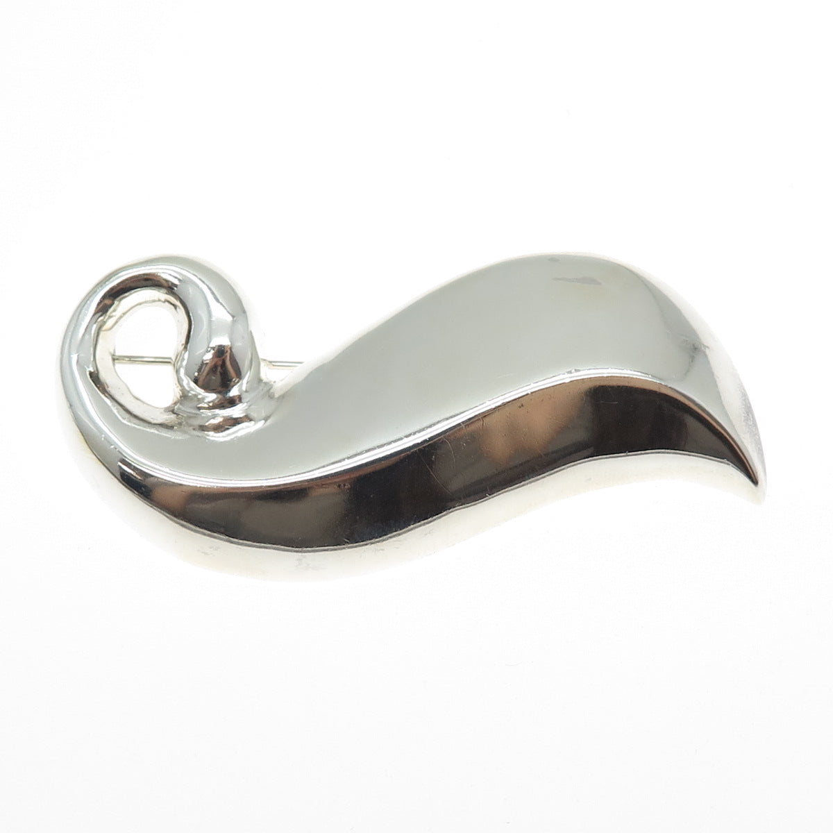 925 Sterling Silver Vintage Modernist Floral Leaf Oxidized Pin Brooch