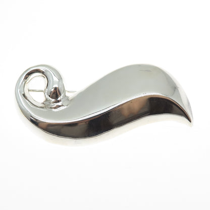 925 Sterling Silver Vintage Modernist Floral Leaf Oxidized Pin Brooch