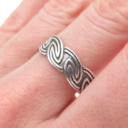 925 Sterling Silver Vintage Celtic Oxidized Band Ring Size 10.75