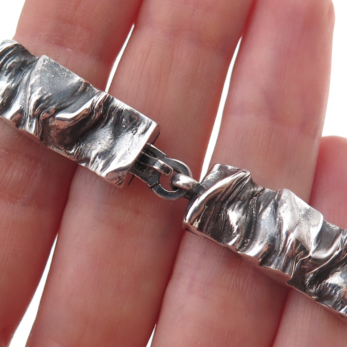 Matti J Hyvarinen 925 Sterling Silver Vintage 1973 Finland Modernist Bracelet 7"