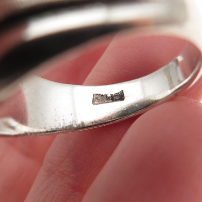 800 Silver Vintage Egypt Real Black Onyx Oxidized Ring Size 11